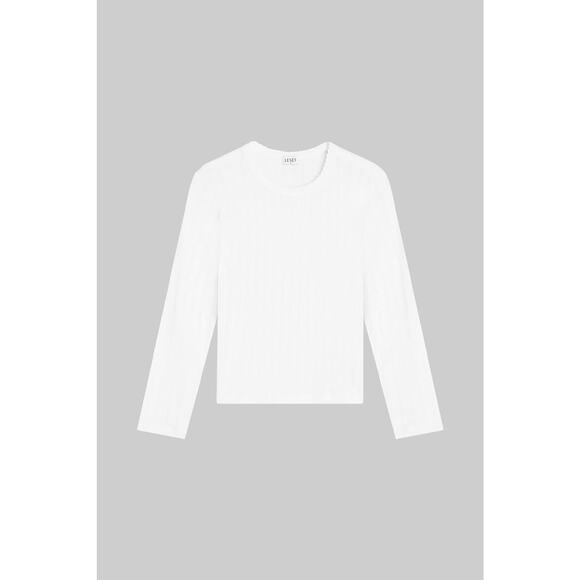 LESET Tops - Leset Pointelle Slim Fit Long Sleeve - S - White